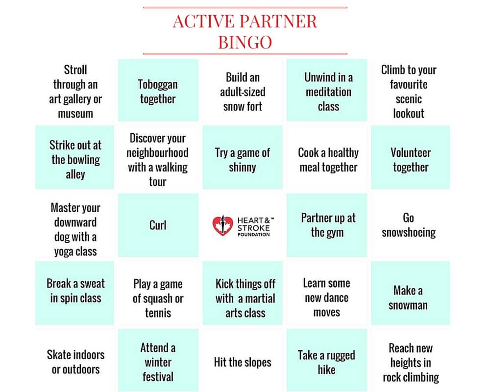 Active partner Bingo card