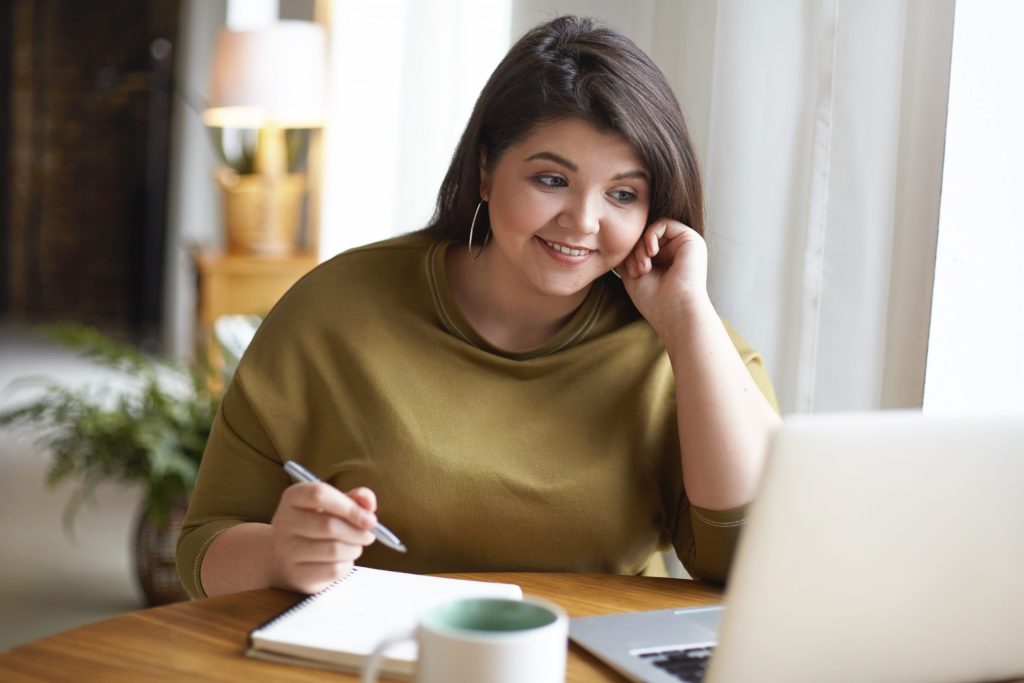 Woman researching weight loss centres