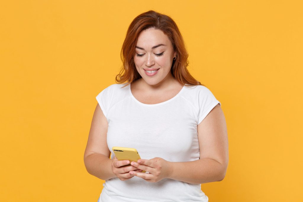 Woman reading on the phone