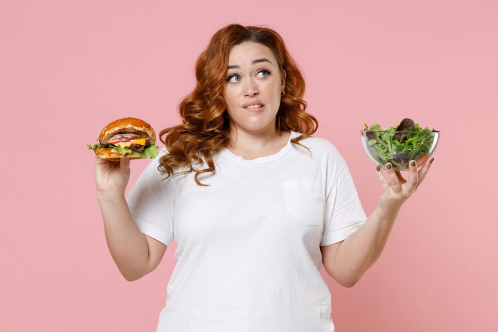 woman choosing healthy food