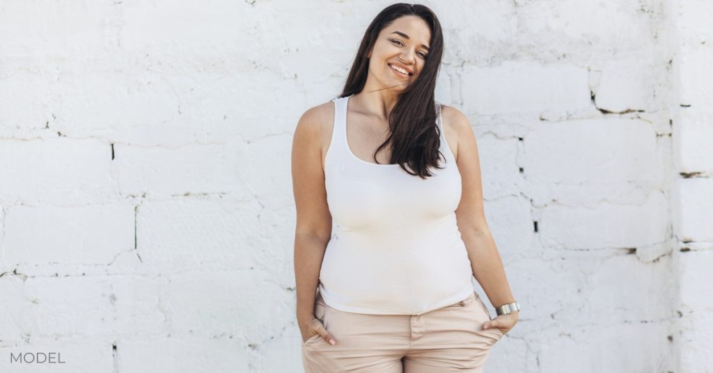 beautiful plus sized woman smiling (model)